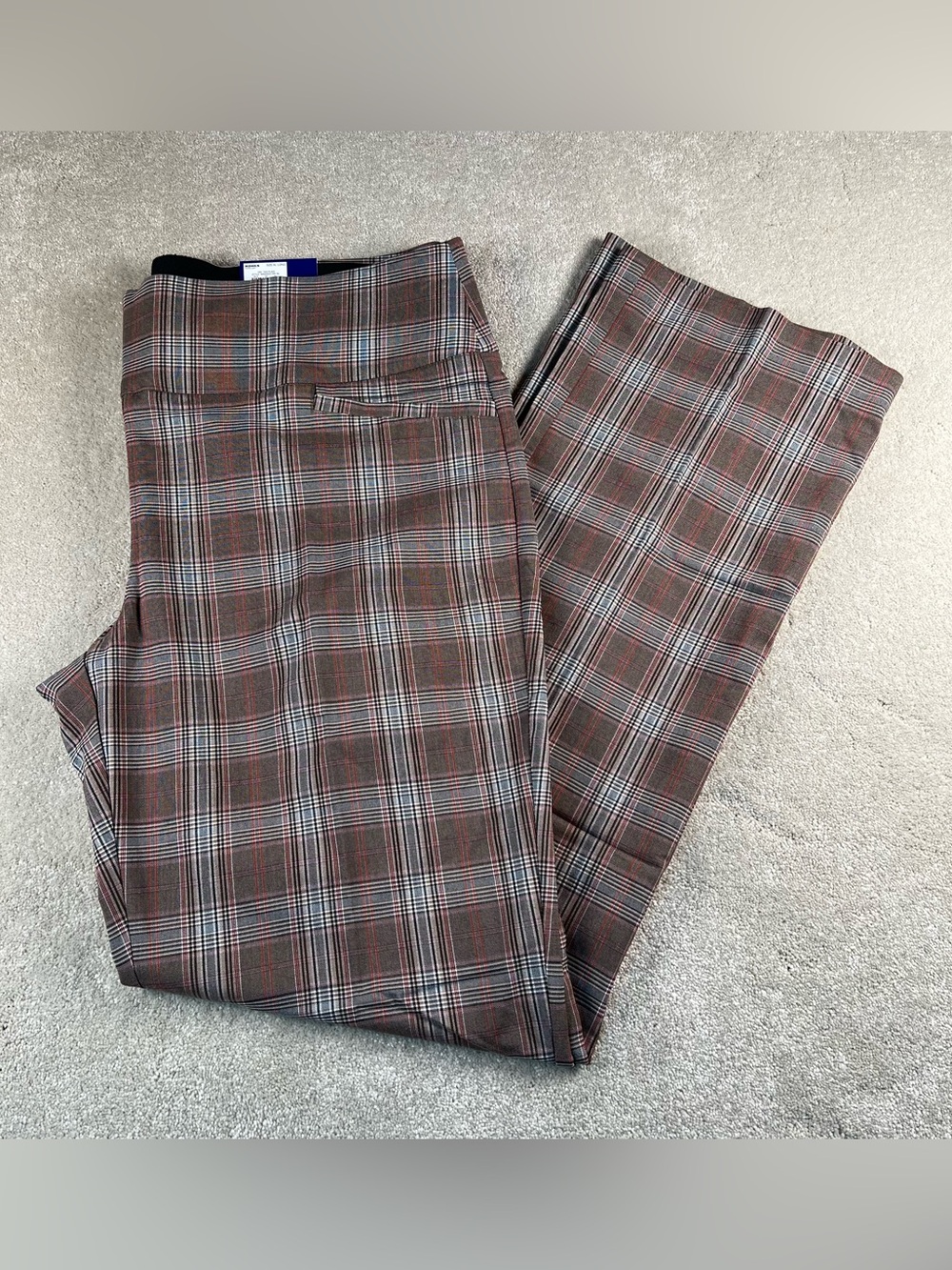 Apt 9 Trousers Brown Plaid Bootcut NWT Long Length Mid Rise Women's XL